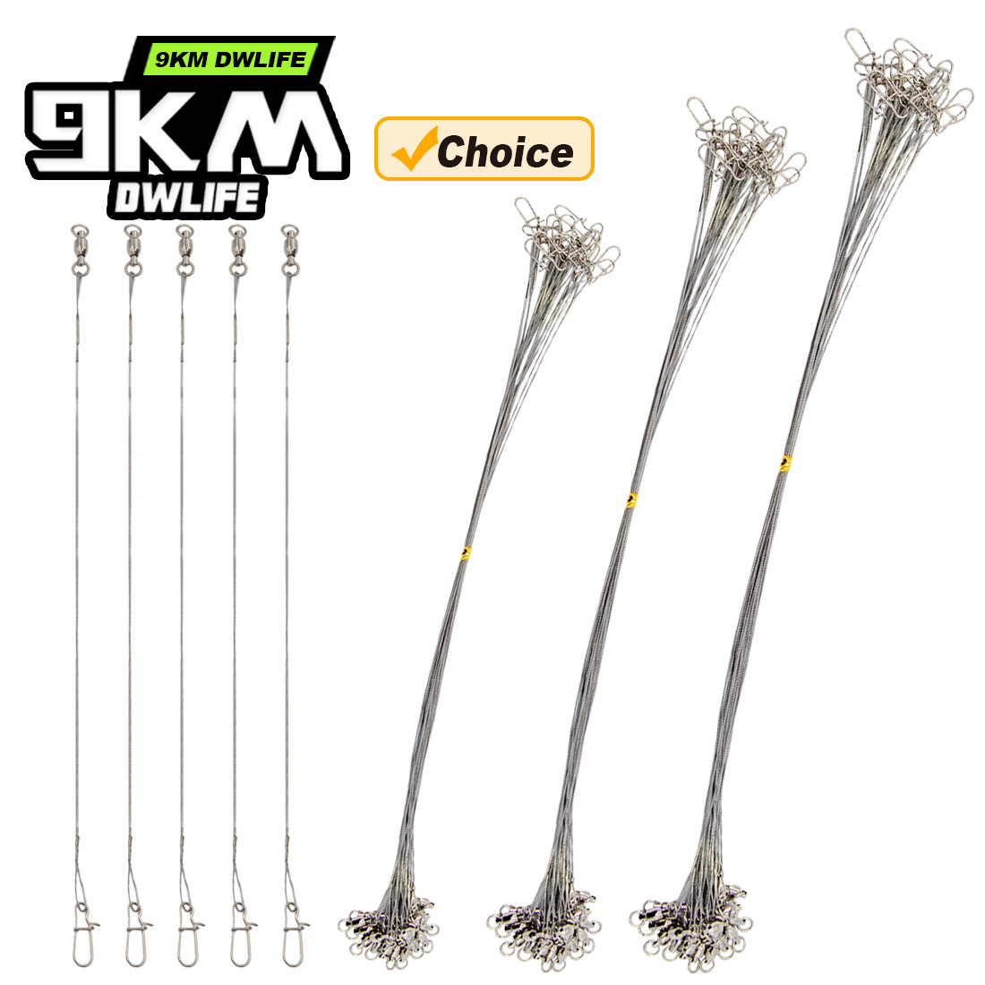 Ice Fishing Line - 9KM 10-30pcs Fishing Wire Leader Stainless